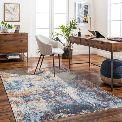 VALERIE Abstract Modern Marble Dark Blue Area Rug Roomscene