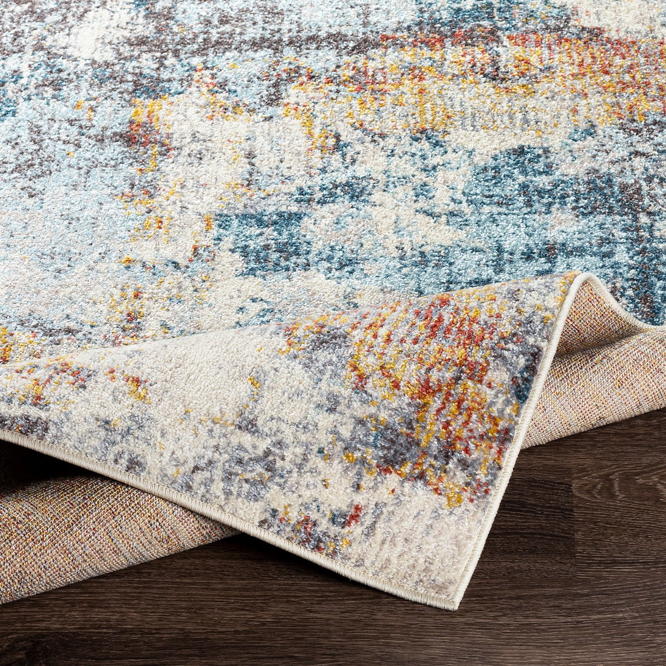 VALERIE Abstract Modern Marble Dark Blue Area Rug Fold