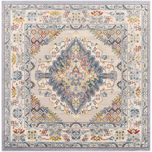 JADE Vintage Traditional Oriental Boho Grey Area Rug Flat