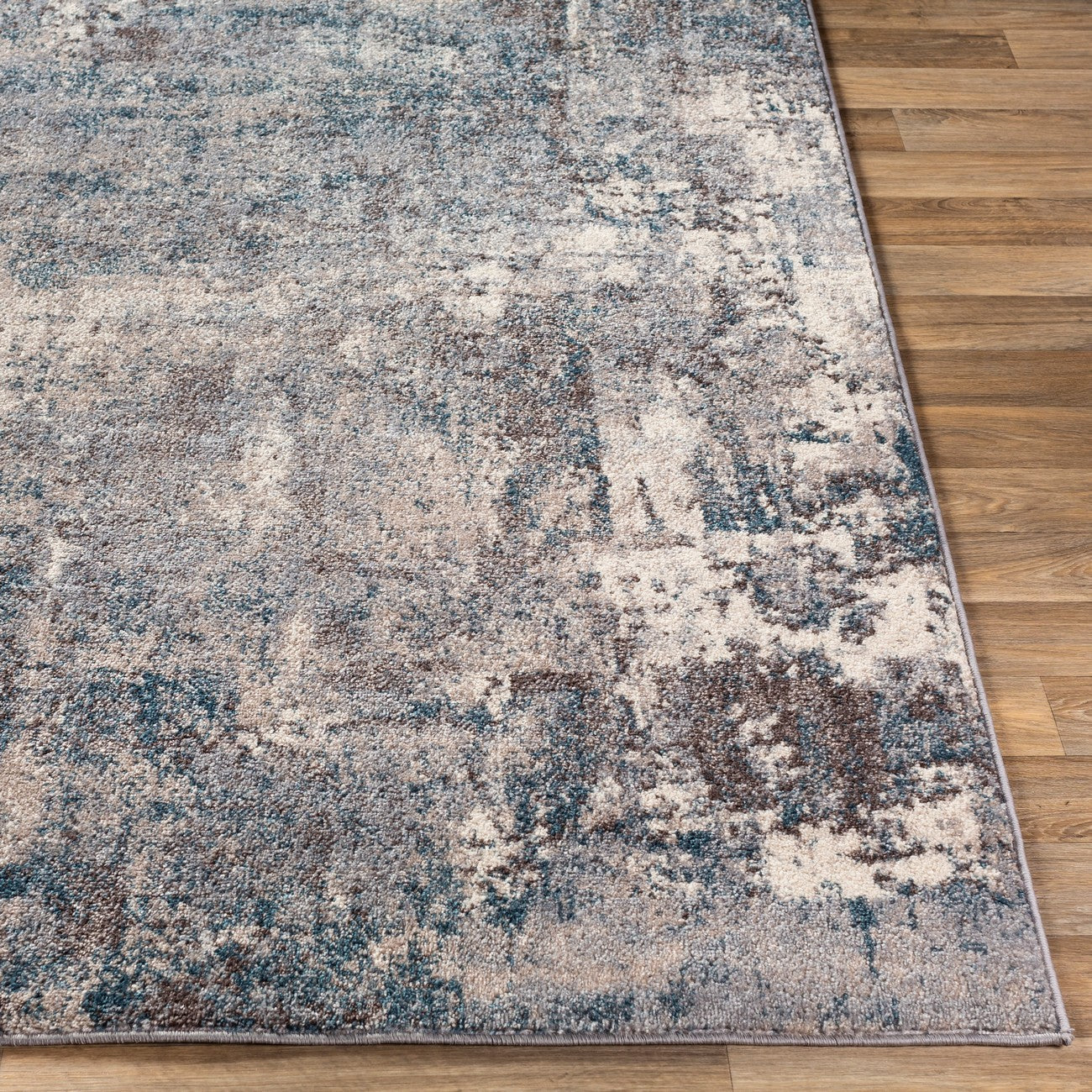 NOA Abstract Modern Marble Teal Area Rug Front