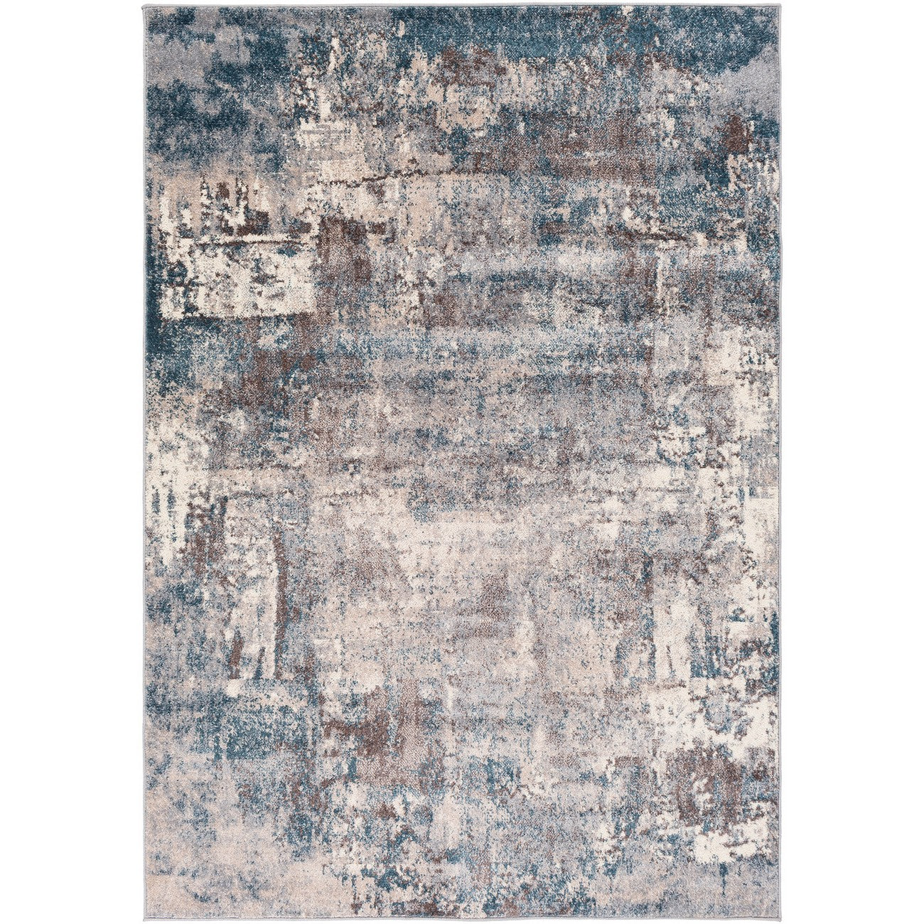 NOA Abstract Modern Marble Teal Area Rug Flat