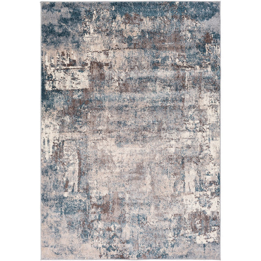 NOA Abstract Modern Marble Teal Area Rug Flat