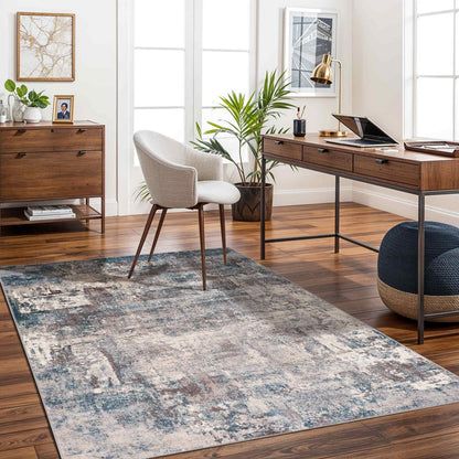 NOA Abstract Modern Marble Teal Area Rug Roomscene