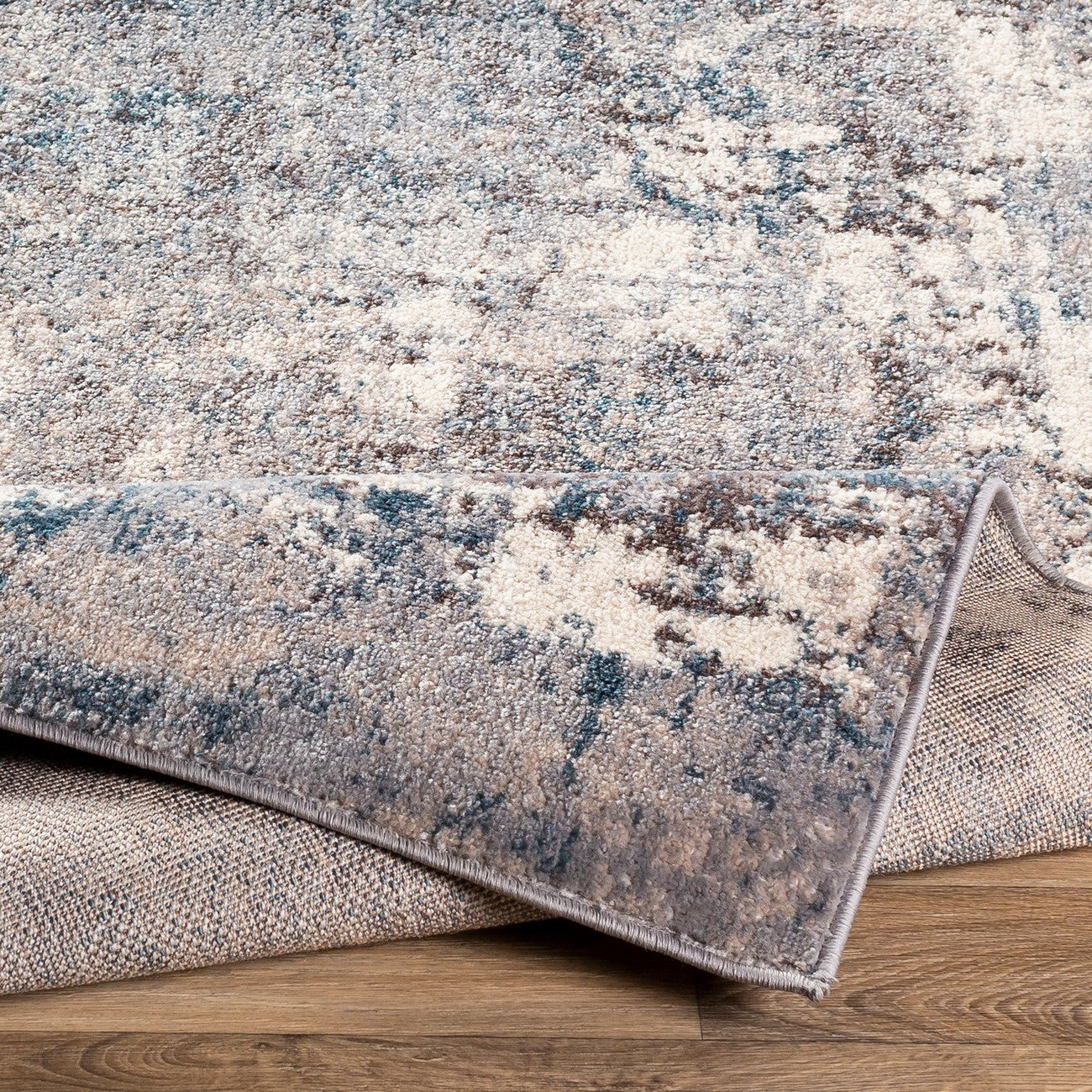 NOA Abstract Modern Marble Teal Area Rug Fold