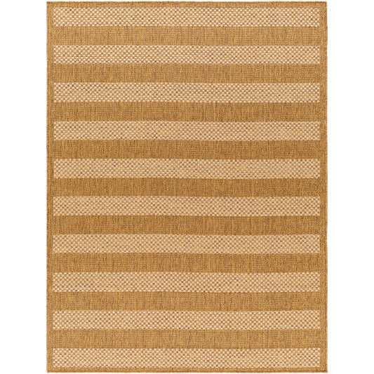 BAHATI Indoor & Outdoor Jute-Look Brown/White Black Striped Area Rug Flat