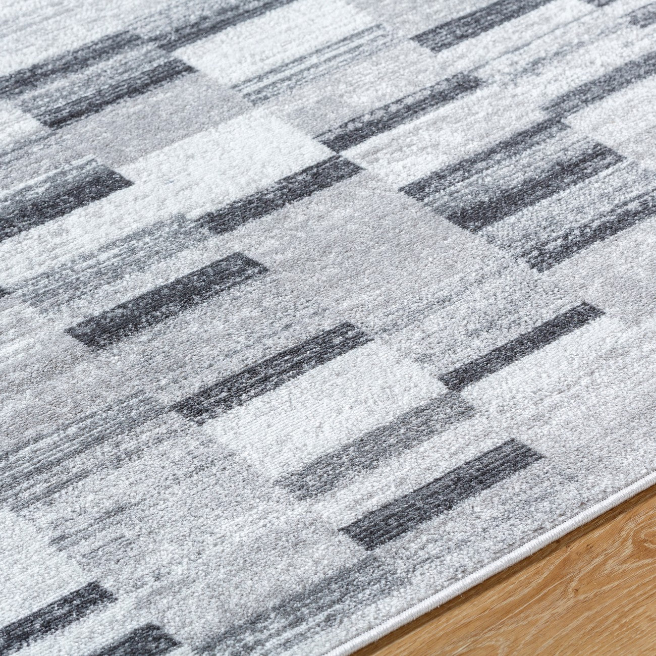 BHAUMI Scandi Modern Black Area Rug Texture