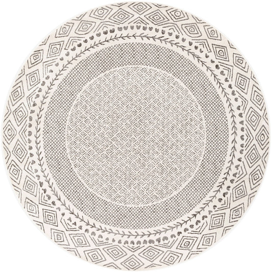 AMBRE Scandi Geometric Charcoal Light Beige Area Rug Flat
