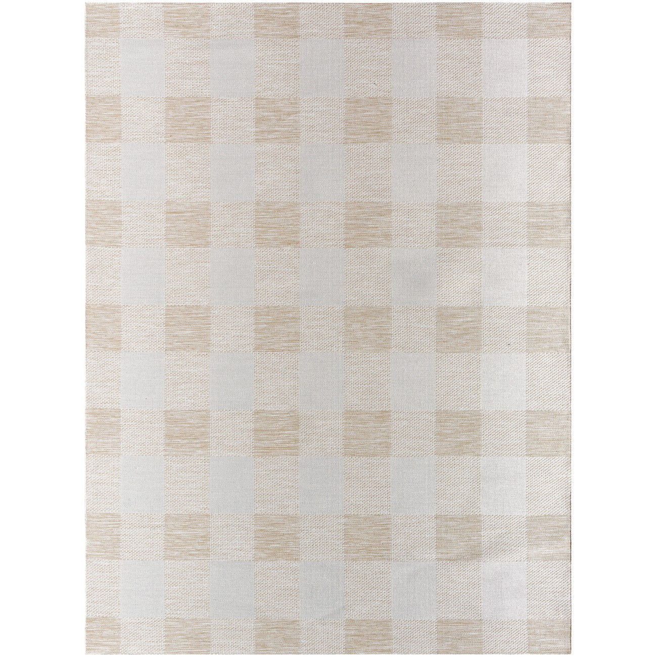 BIDDI Indoor & Outdoor Modern Light Brown Checkered Area Rug Flat