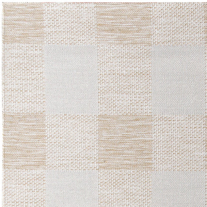 BIDDI Indoor & Outdoor Modern Light Brown Checkered Area Rug Zoom