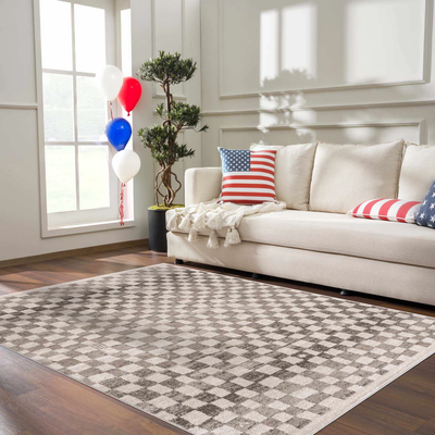 Benjy Irregular Checkboard Rug - Beige