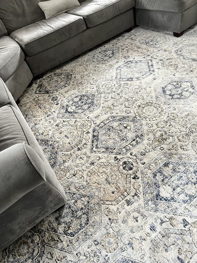 Parkerfield Cream & Blue Area Rug