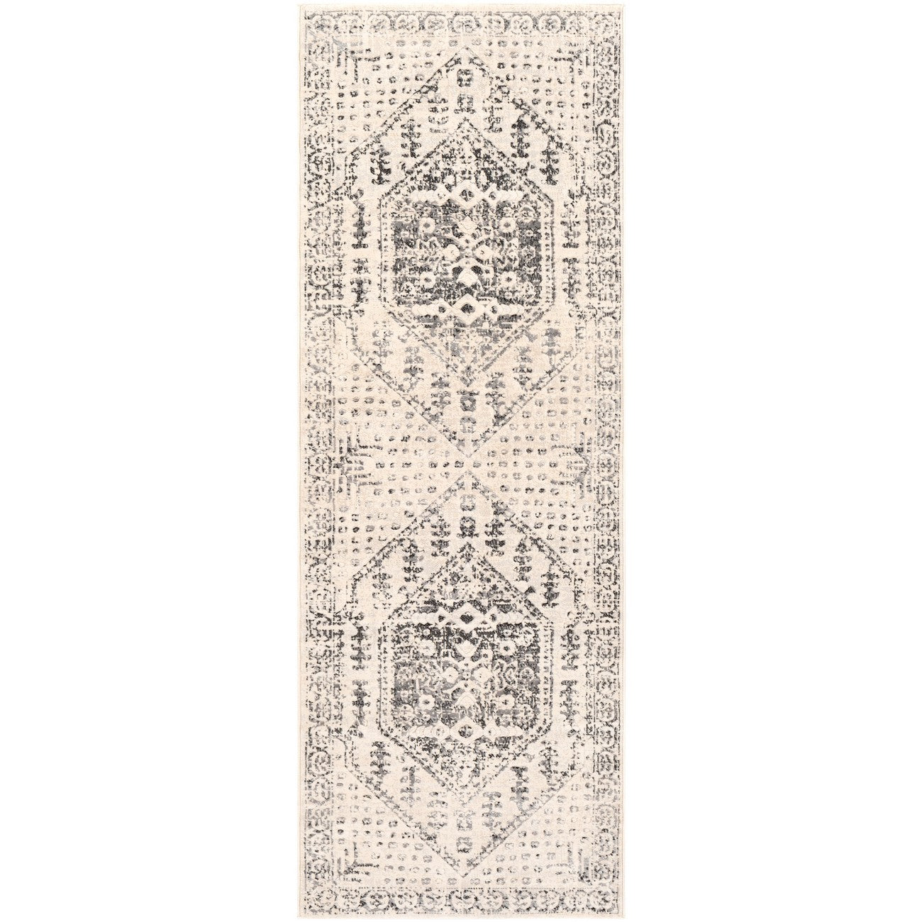 CALIX Vintage Traditional Oriental Boho Beige/Grey Area Rug Flat