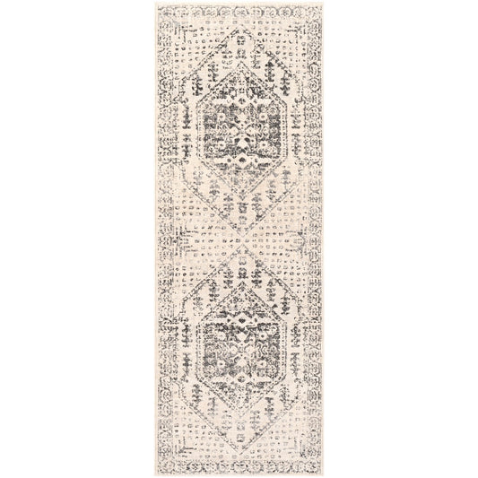 CALIX Vintage Traditional Oriental Boho Beige/Grey Area Rug Flat