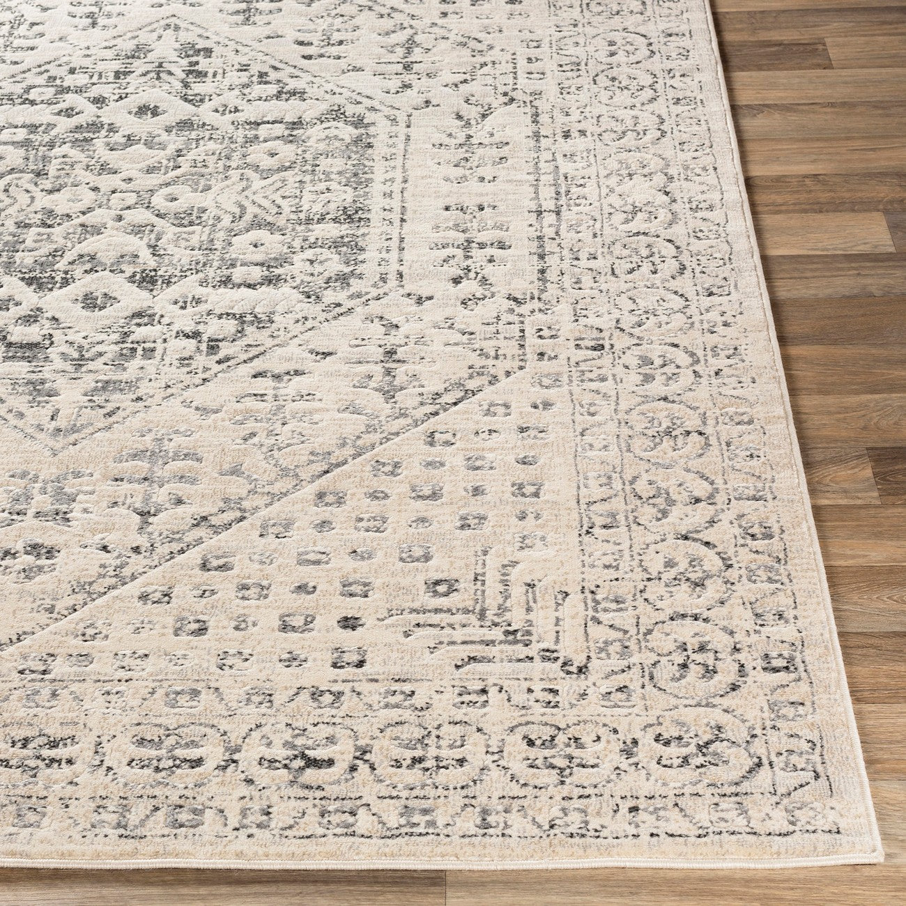 CALIX Vintage Traditional Oriental Boho Beige/Grey Area Rug Front
