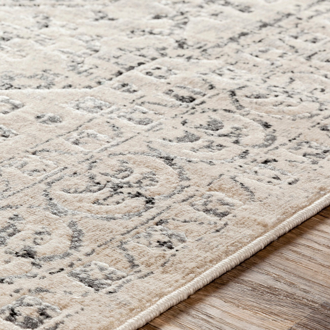 CALIX Vintage Traditional Oriental Boho Beige/Grey Area Rug Texture
