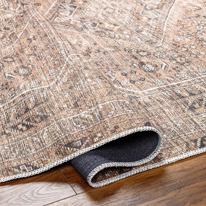 CALYPSO Machine Washable Traditional Boho Cider Area Rug Fold