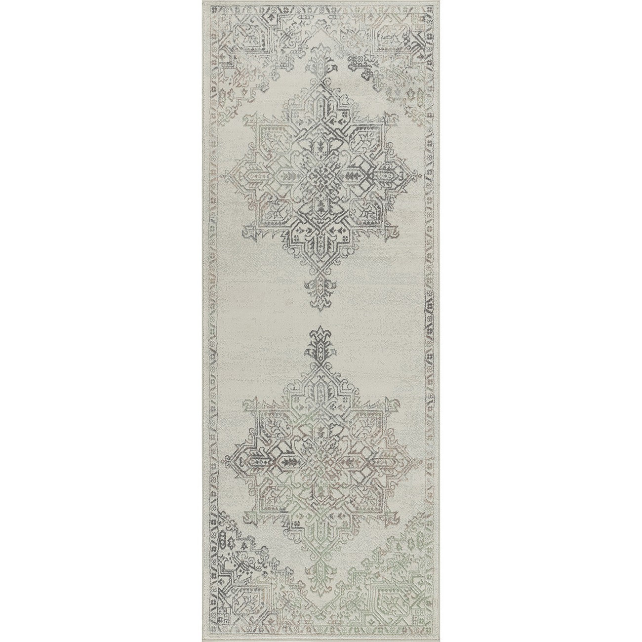 CEREN Vintage Traditional Oriental Boho Light Brown/Medium Grey Area Rug Flat