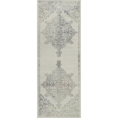 CEREN Vintage Traditional Oriental Boho Light Brown/Medium Grey Area Rug Flat