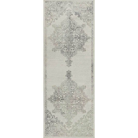 CEREN Vintage Traditional Oriental Boho Light Brown/Medium Grey Area Rug Flat