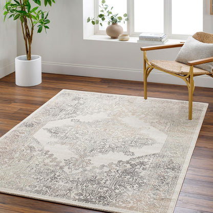 CEREN Vintage Traditional Oriental Boho Light Brown/Medium Grey Area Rug Roomscene