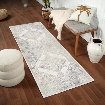 CEREN Vintage Traditional Oriental Boho Light Brown/Medium Grey Area Rug Roomscene