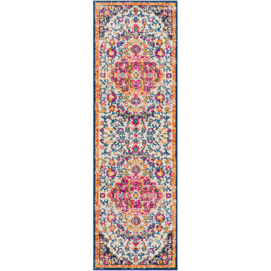 CHINU Vintage Traditional Oriental Boho Bright Pink Area Rug Flat