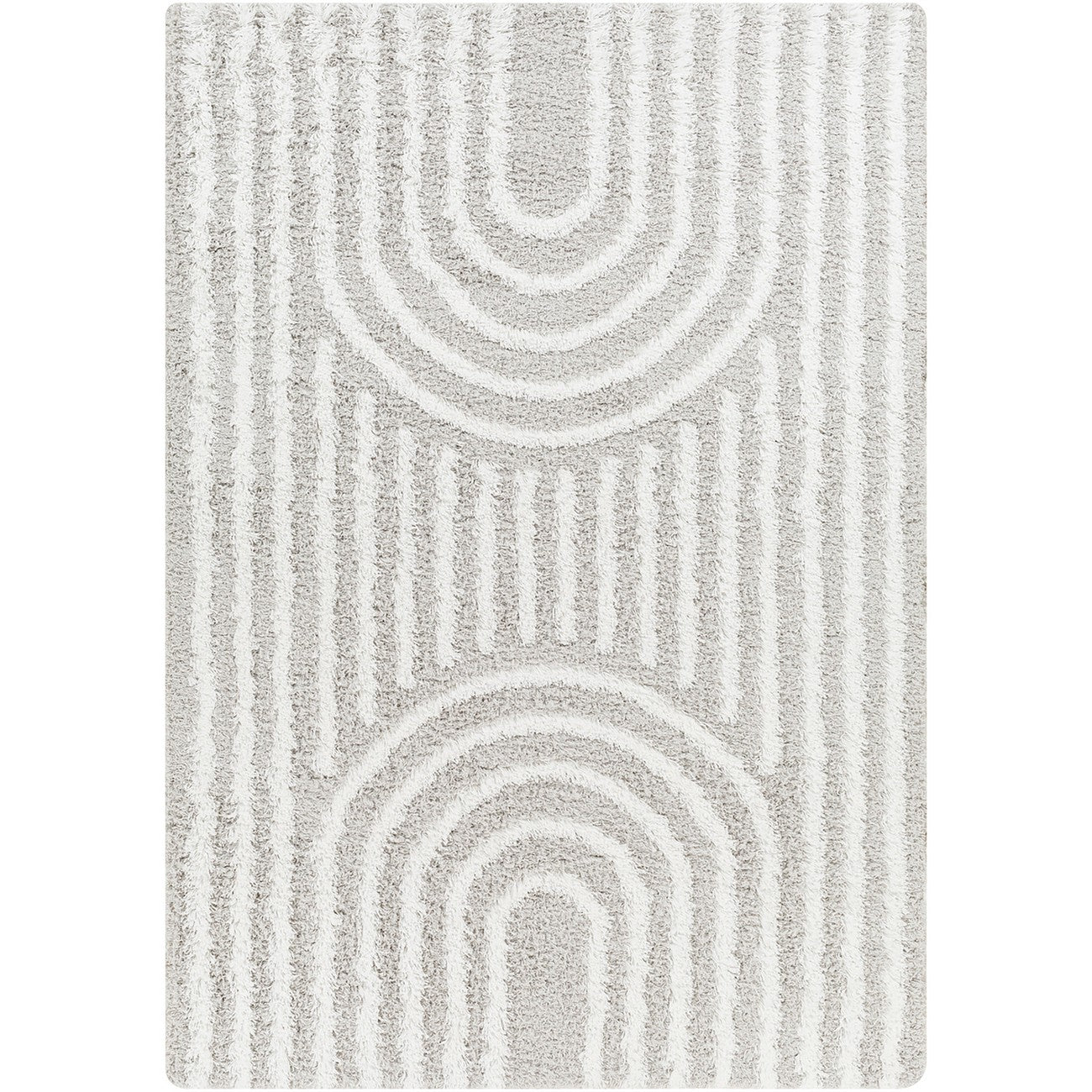 CHRISTINA Shaggy Modern Plush Pile Light Grey Area Rug