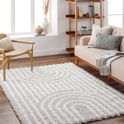 CHRISTINA Shaggy Modern Plush Pile Light Grey Area Rug