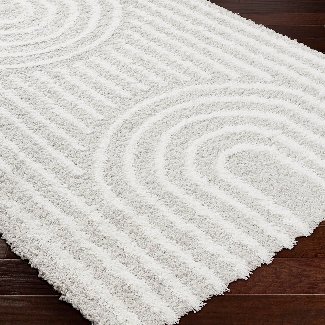 CHRISTINA Shaggy Modern Plush Pile Light Grey Area Rug