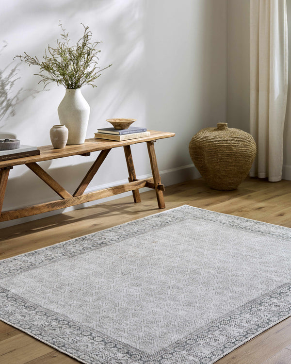 Cloris Gray Washable Area Rug