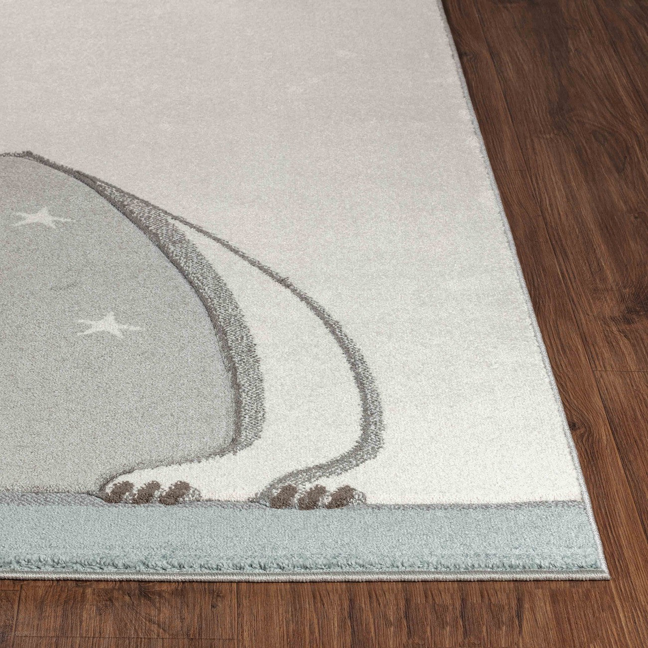 CLOUDY TEDDY Modern White/Grey Kids Room Rug Front