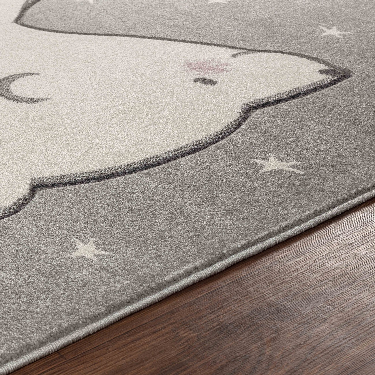 CLOUDY TEDDY Modern White/Grey Kids Room Rug Texture