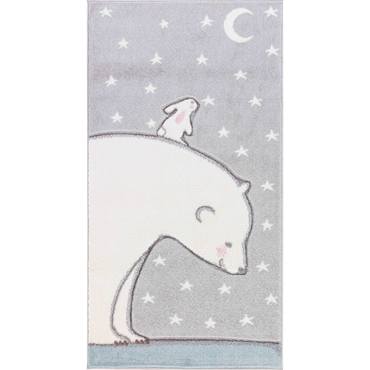 CLOUDY TEDDY Modern White/Grey Kids Room Rug Flat