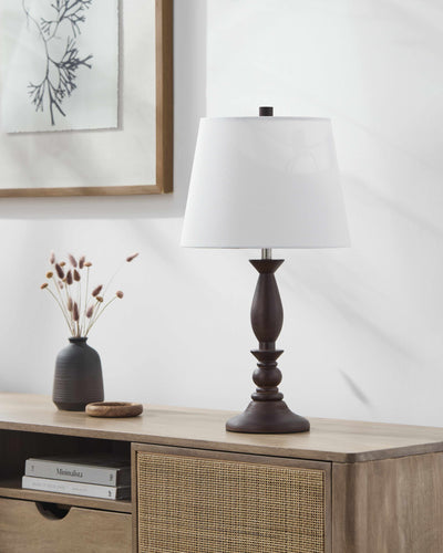 Utsunomiya Dark Brown Wood Table Lamp