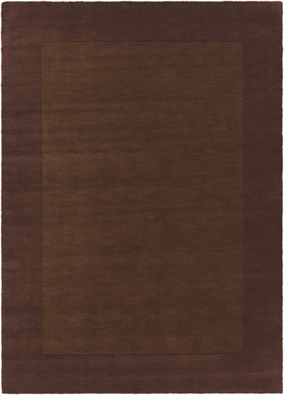 Bordered Solid Brown Wool Rug