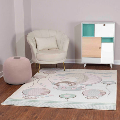 CUTE LOON Modern Beige/Pink Kids Room Rug Roomscene