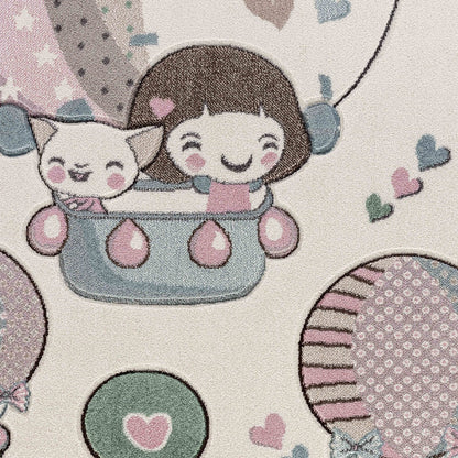CUTE LOON Modern Beige/Pink Kids Room Rug Swatch