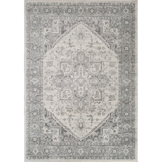FARAH Vintage Traditional Oriental Boho Grey/White Area Rug Flat