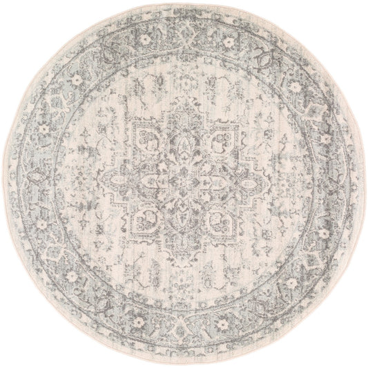 FARAH Vintage Traditional Oriental Boho Grey/White Area Rug Flat