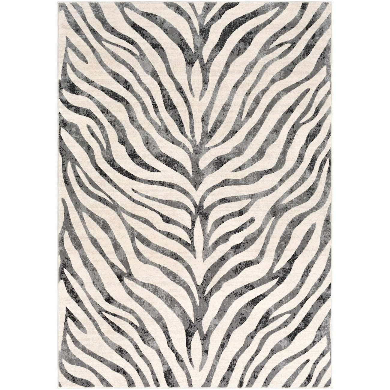 CYBELE Scandi Boho Zebra Charcoal Area Rug Flat