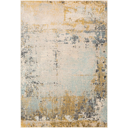 BELLATRIX Abstract Modern Marble Mustard Area Rug Flat