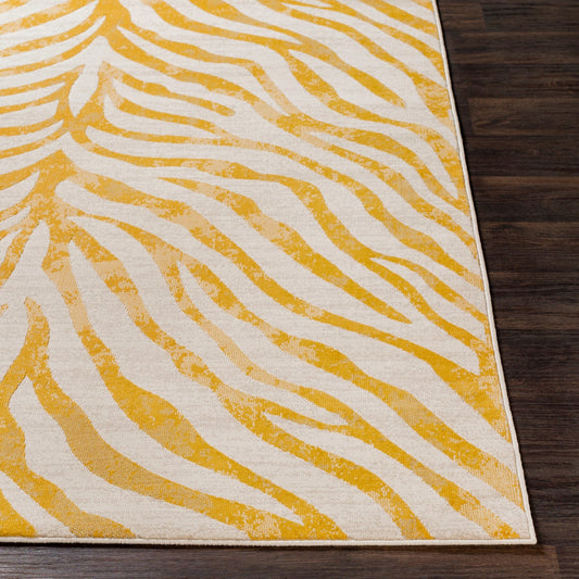 CYBELE Scandi Boho Zebra Mustard Area Rug Front