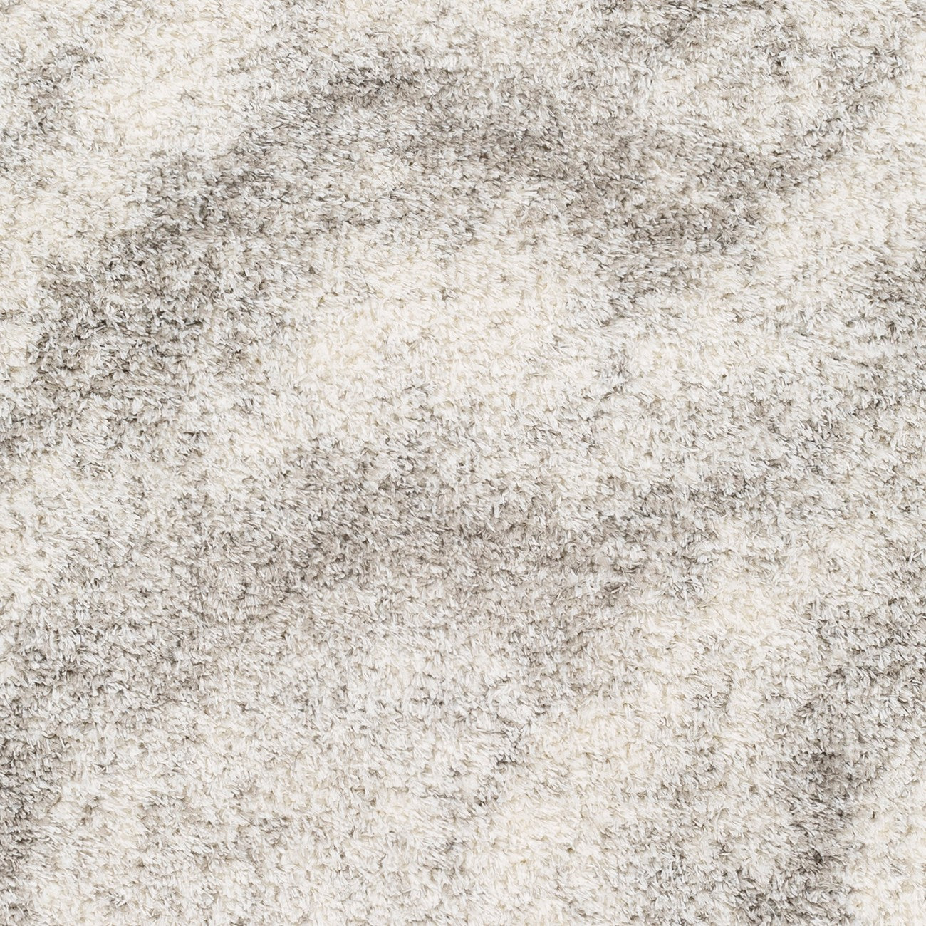 MARINA Round Shaggy Solid Color Plush Pile Grey Area Rug Swatch