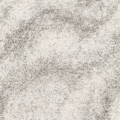 MARINA Round Shaggy Solid Color Plush Pile Grey Area Rug Swatch