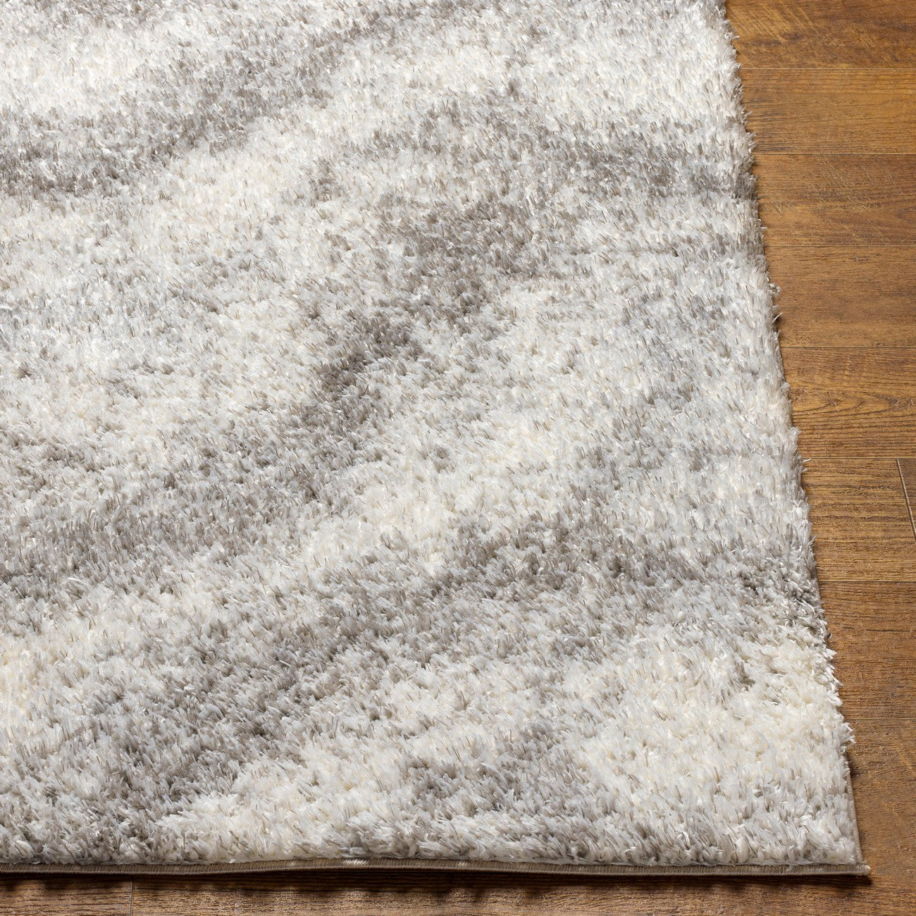 MARINA Round Shaggy Solid Color Plush Pile Grey Area Rug Front
