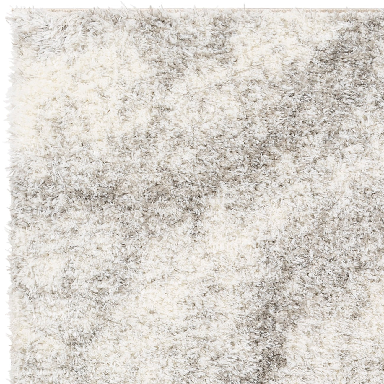 MARINA Round Shaggy Solid Color Plush Pile Grey Area Rug Zoom