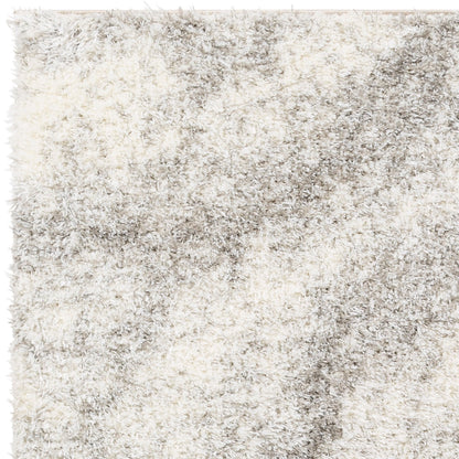 MARINA Round Shaggy Solid Color Plush Pile Grey Area Rug Zoom