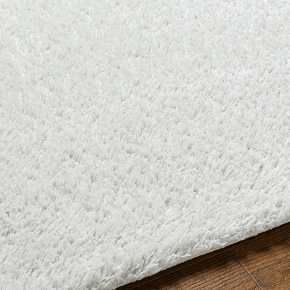 ADLEY Round Shaggy Modern Plush Pile Light Grey Area Rug Texture