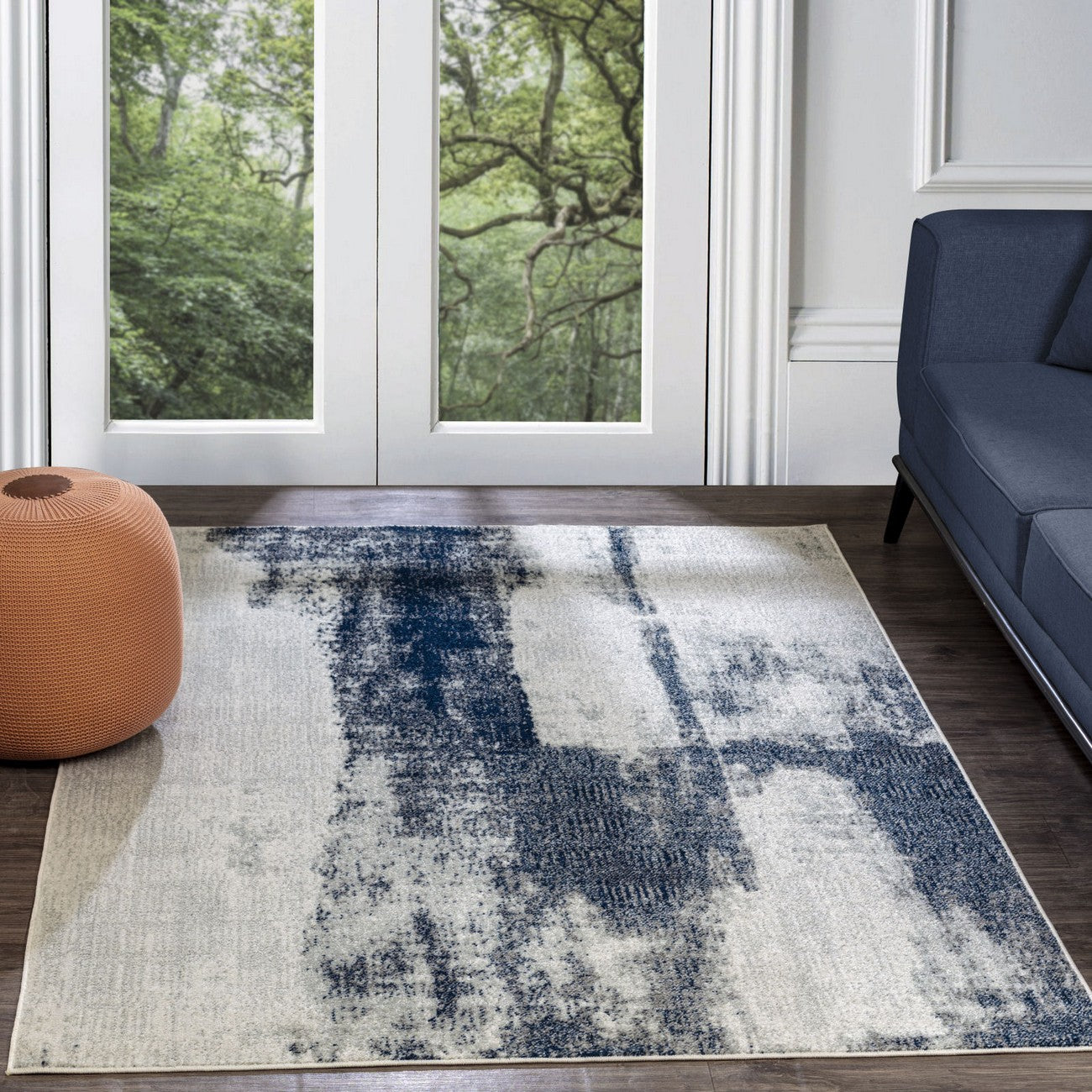 DAISY Abstract Modern Marble Blue Area Rug