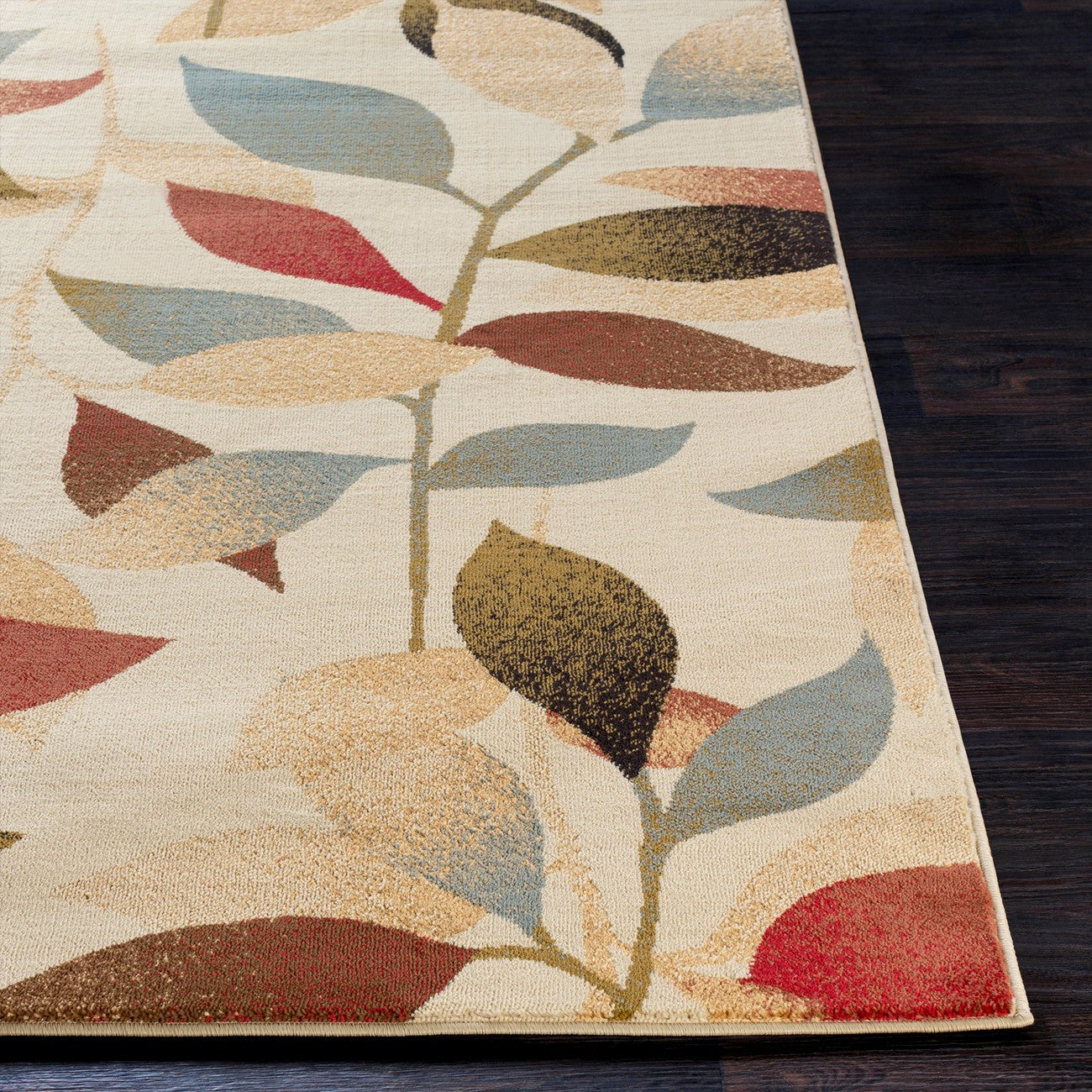 DAMALI Scandi Modern White/Dark Red Area Rug Front